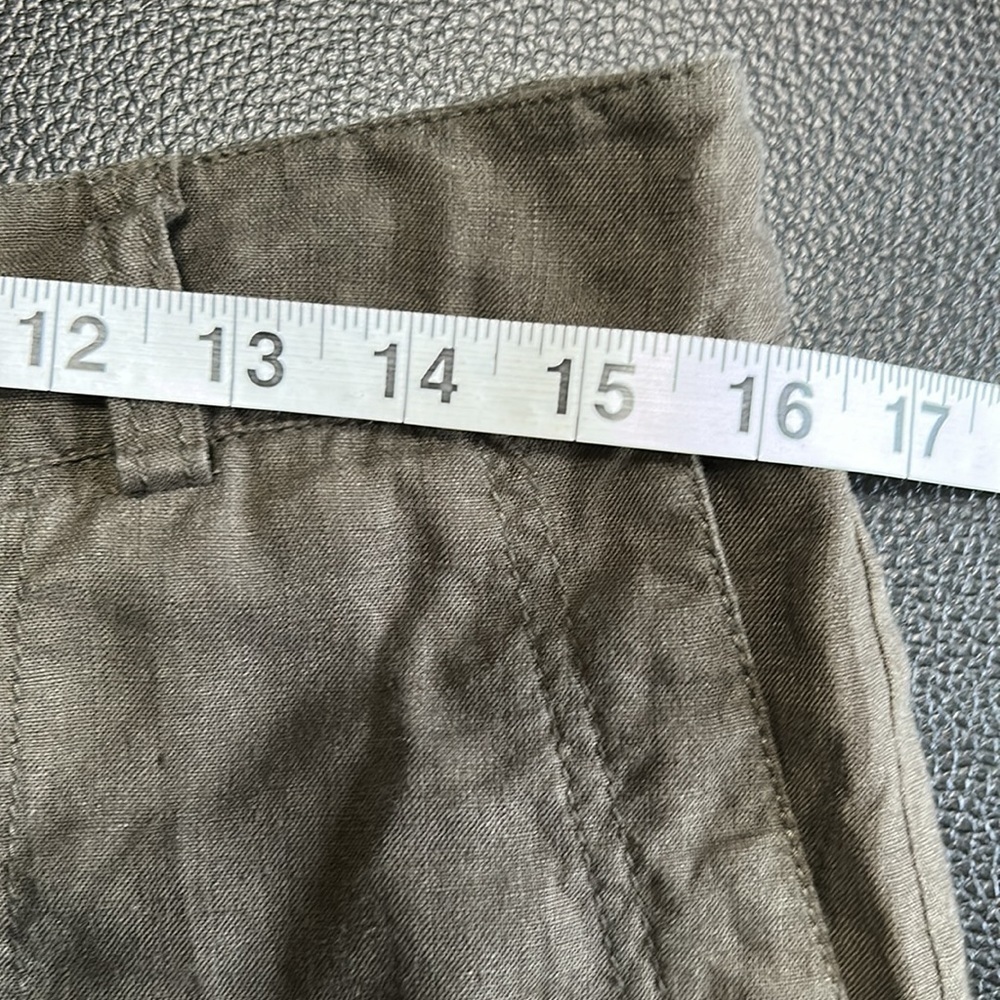 EILEEN FISHER Pant Organic Linen Surplus Cropped Cargo Pants Olive Green Sz 6 - Picture 13 of 15